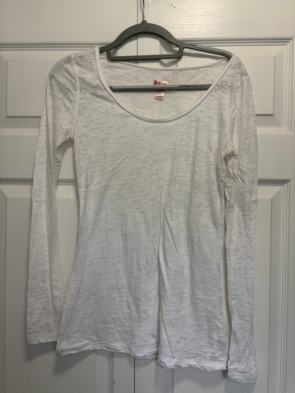 Mossimo Supply Co. White Long Sleeve Scoop Neck Top